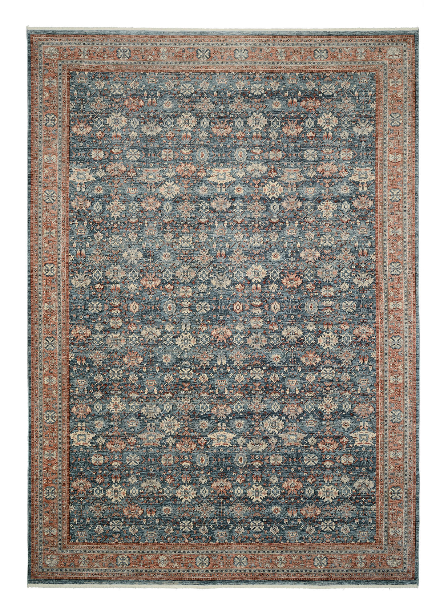 LÄUFER 80/240 cm Picardie - Blau/Terracotta, Design, Textil (80/240cm) - Novel