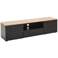 LOWBOARD Swim 165/42/40 cm 1 Schublade(n) Beimöbel erhältlich, stehend  - Eichefarben/Schwarz, Design, Holzwerkstoff/Kunststoff (165/42/40cm) - MID.YOU