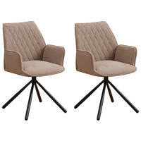 ARMLEHNSTUHL-SET 2 Stück   - Taupe/Schwarz, Design, Textil/Metall (56/97/52,5cm) - MID.YOU