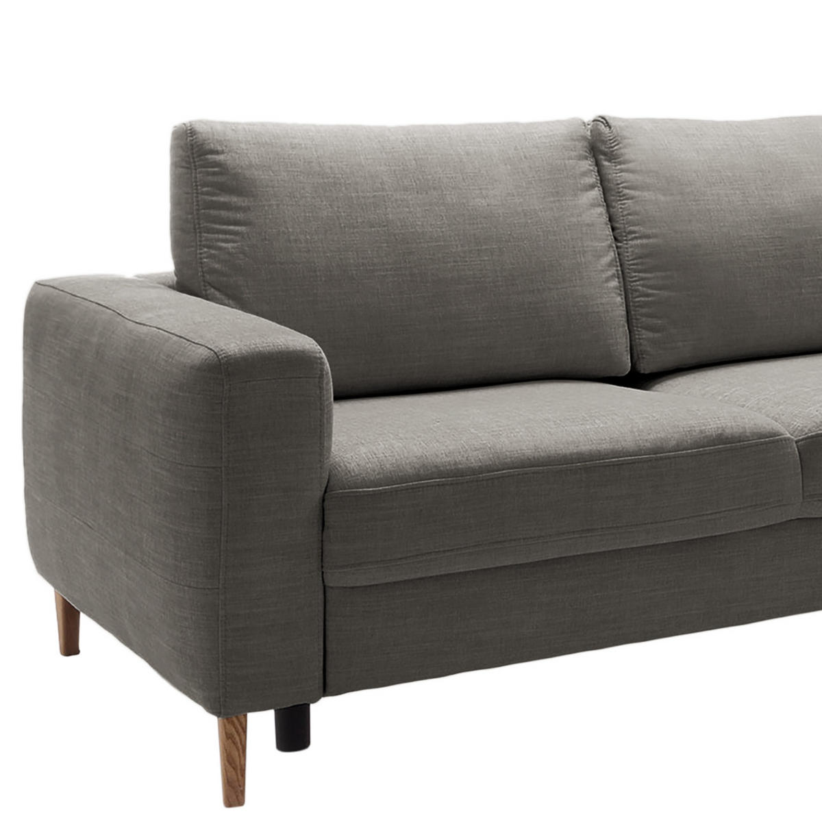 ECKSOFA in Webstoff Dunkelgrau  - Dunkelgrau/Eschefarben, Modern, Holz/Textil (260/90/204cm) - Trendmanufaktur