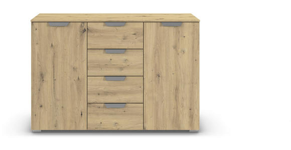 KOMMODE  in 120/81/42 cm  - Chromfarben/Eiche Artisan, Design, Holzwerkstoff/Metall (120/81/42cm) - Carryhome