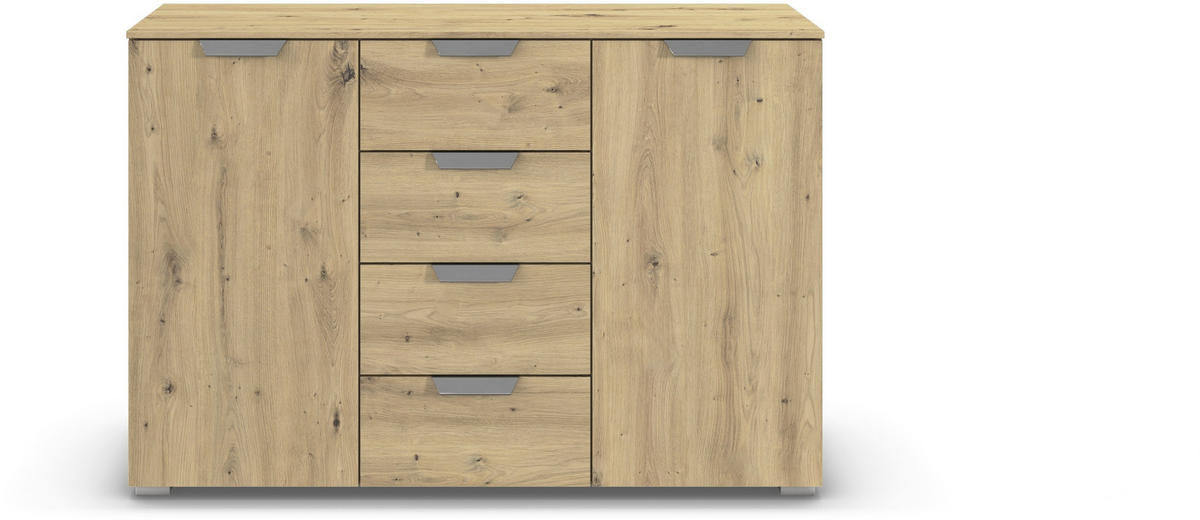 KOMMODE  in 120/81/42 cm  - Chromfarben/Eiche Artisan, Design, Holzwerkstoff/Metall (120/81/42cm) - Carryhome