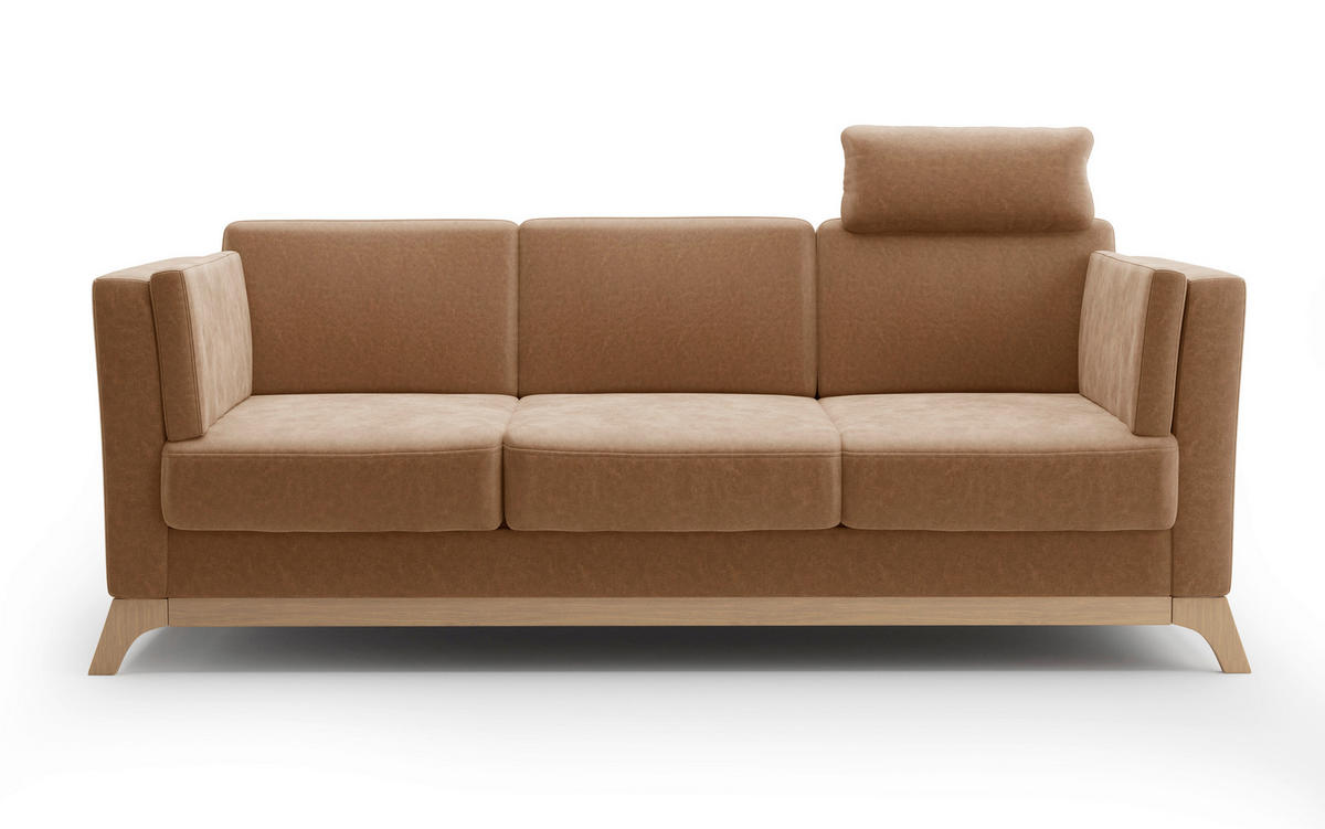 3-SITZER-SOFA Mikrofaser Cognac  - Eichefarben/Cognac, KONVENTIONELL, Holz/Textil (213/84/93cm) - Sit & More