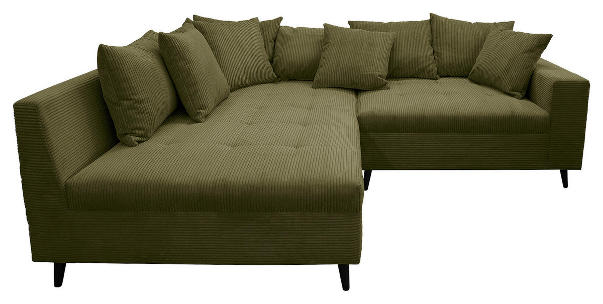 KUTNA GARNITURA tekstil  maslinasto zelena   - maslinasto zelena/crna, Design, tekstil/drvo (174/247cm) - MID.YOU