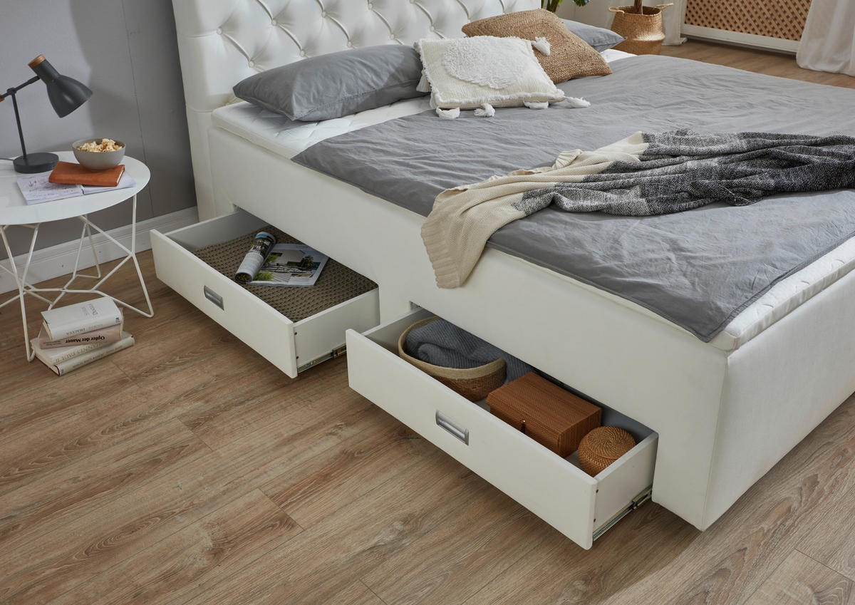 BOXBETT 180/200 cm  in Weiß  - Schwarz/Weiß, MODERN, Kunststoff/Textil (180/200cm) - MID.YOU