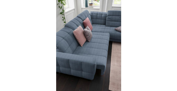 ECKSOFA  in Webstoff Blau  302/216 cm  - Blau/Schwarz, Design, Holz/Textil (302/216cm) - Xora