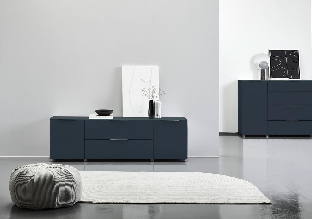 TV-BÄNK  i 180/54/40,5 cm  - aluminiumfärg/grå, Design, metall/trämaterial (180/54/40,5cm) - Voleo