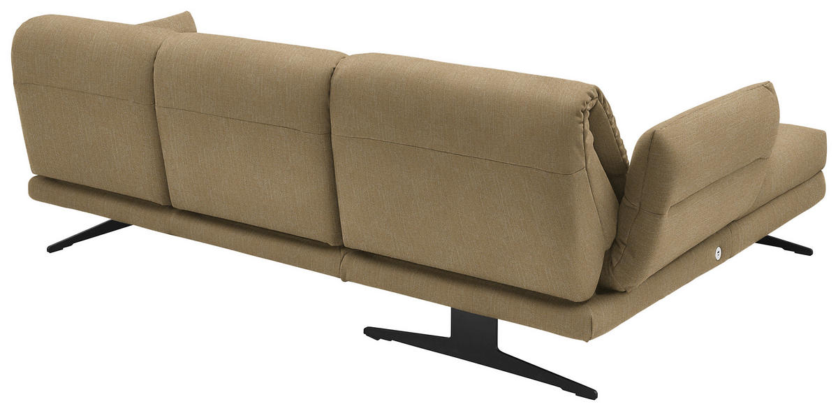 ECKSOFA in Flachgewebe Senfgelb  - Senfgelb/Schwarz, Design, Textil/Metall (176-217/279-327cm) - Dieter Knoll