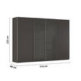SCHWEBETÜRENSCHRANK 316/223/68 cm 4-türig Graphitfarben, Schwarz  - Chromfarben/Graphitfarben, KONVENTIONELL, Glas/Holzwerkstoff (316/223/68cm) - Novel