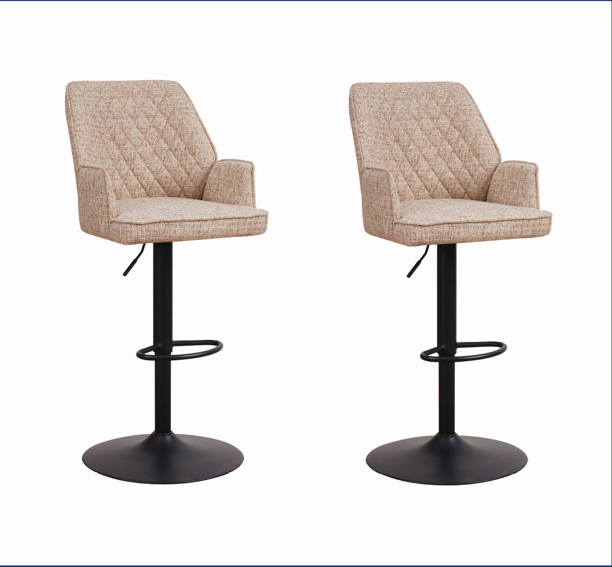 BARHOCKER-SET Chenille Weiß gastro- und objekttauglich, Sitzfläche 360° drehbar  - Schwarz/Weiß, MODERN, Textil/Metall (54/100/58cm) - MID.YOU