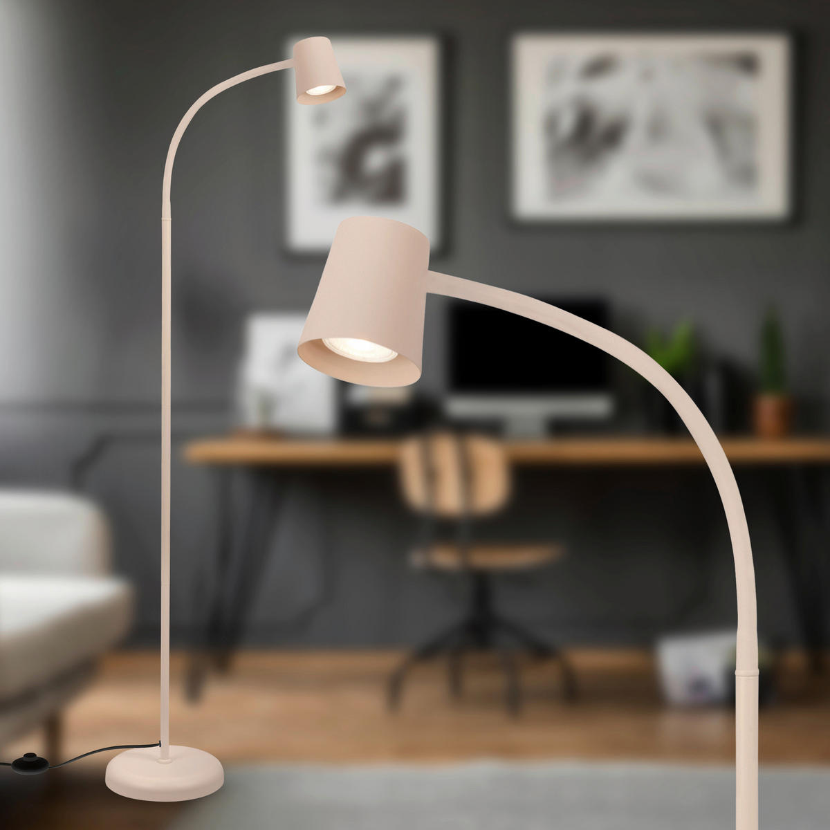STOJACÍ LED SVÍTIDLO, GU10, 42,5/127,5 cm  - béžová, Basics, kov/plast (42,5/127,5cm)