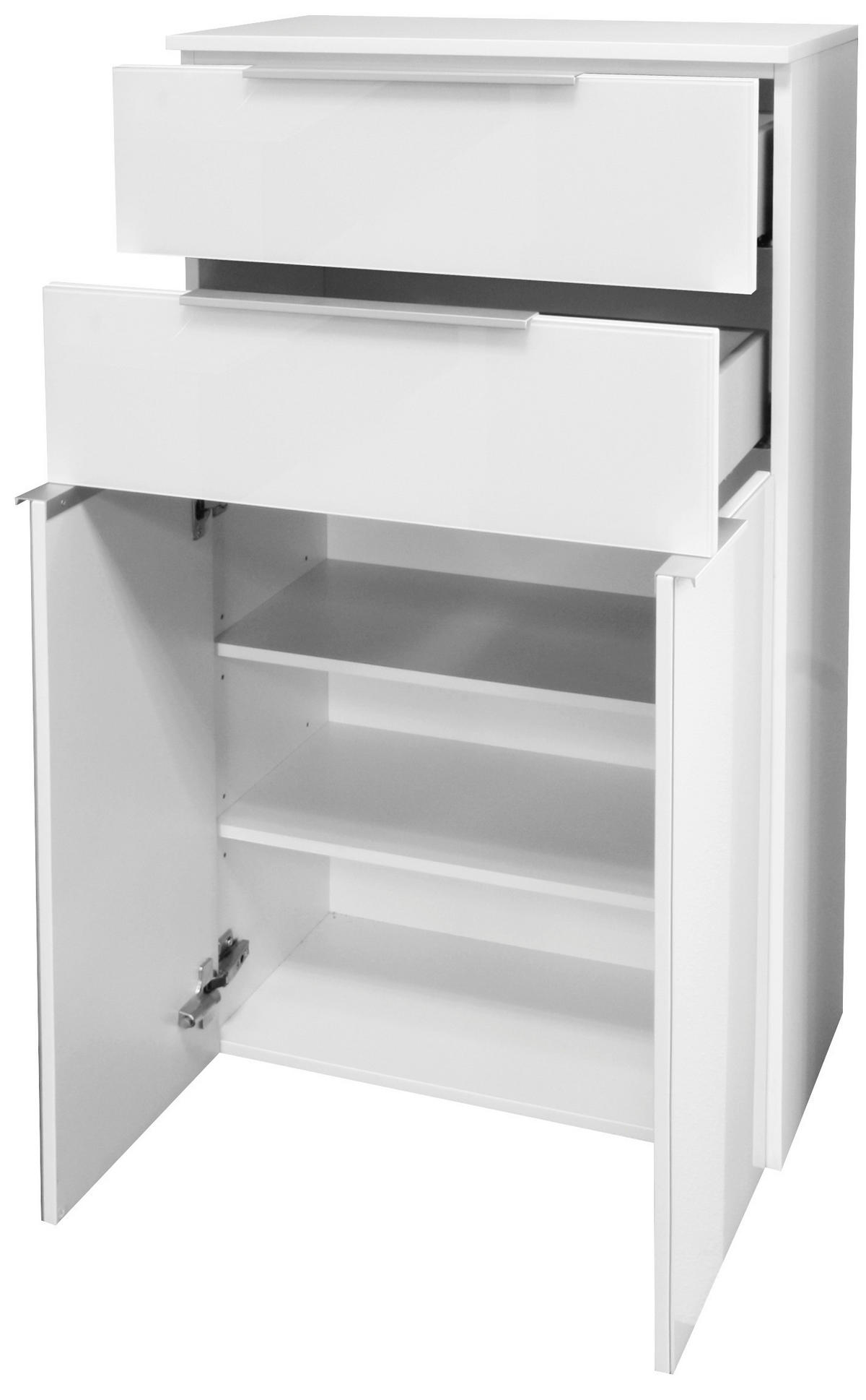 MIDISCHRANK 61/106,5/32 cm  - Silberfarben/Weiß, MODERN, Glas/Holzwerkstoff (61/106,5/32cm) - MID.YOU