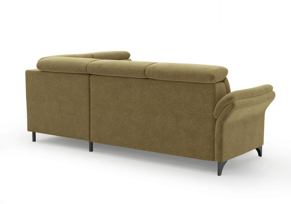 ECKSOFA GLENDALE E Olivgrün Flachgewebe  - Schwarz/Olivgrün, KONVENTIONELL, Textil/Metall (247/193cm) - Sit & More