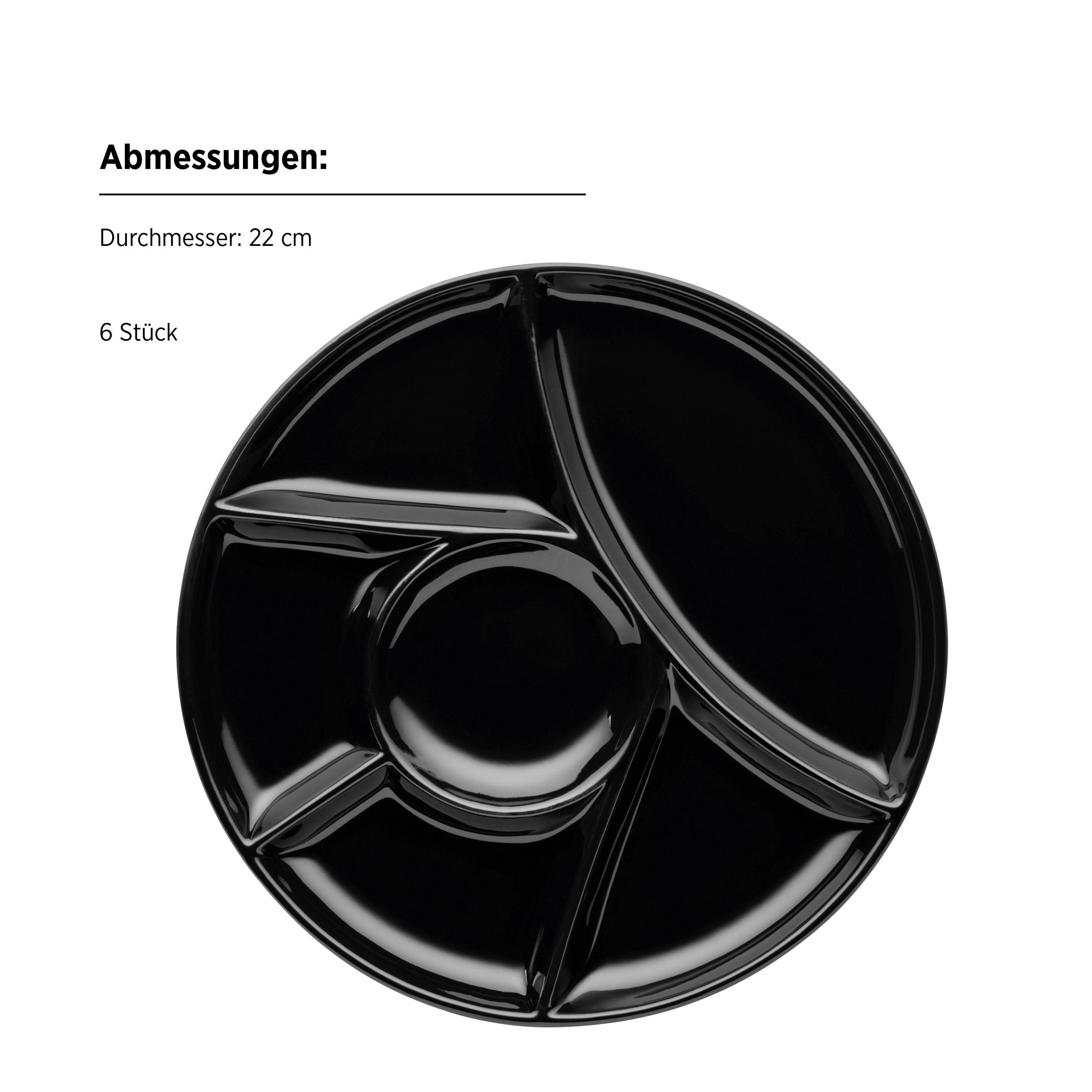 TELLERSET 6-teilig  - Schwarz, Trend, Keramik (22cm) - Mäser