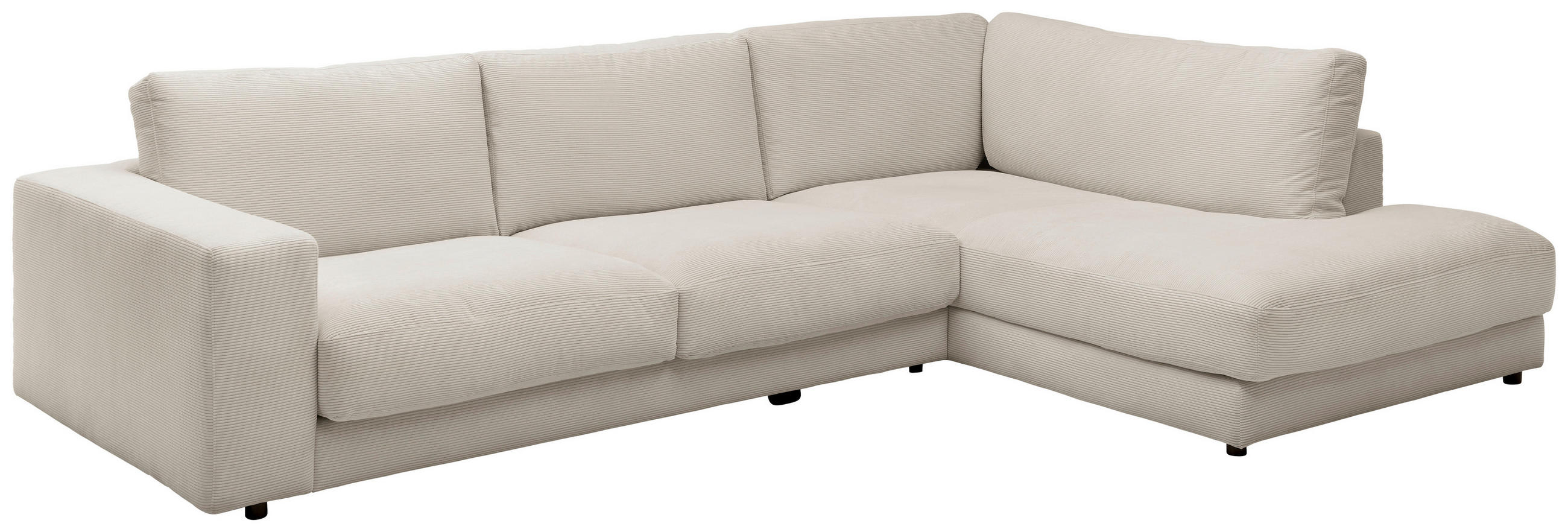 ECKSOFA in Feincord Sandfarben  - Sandfarben/Schwarz, Design, Kunststoff/Textil (325/224cm) - Hom`in