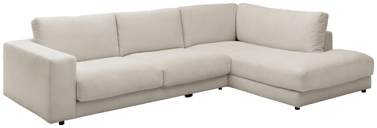 ECKSOFA in Feincord Sandfarben  - Sandfarben/Schwarz, Design, Kunststoff/Textil (325/224cm) - Hom`in