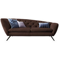 CHESTERFIELD-SOFA in Mikrofaser Braun  - Schwarz/Braun, Design, Textil/Metall (223/84/90cm) - Pure Home Lifestyle