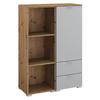 KOMMODE 80/119/42 cm  in Grau, Eichefarben  - Eichefarben/Alufarben, Trend, Holzwerkstoff/Kunststoff (80/119/42cm) - Stylife
