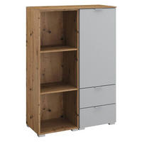 KOMMODE 80/119/42 cm  in Grau, Eichefarben  - Eichefarben/Alufarben, Trend, Holzwerkstoff/Kunststoff (80/119/42cm) - Stylife