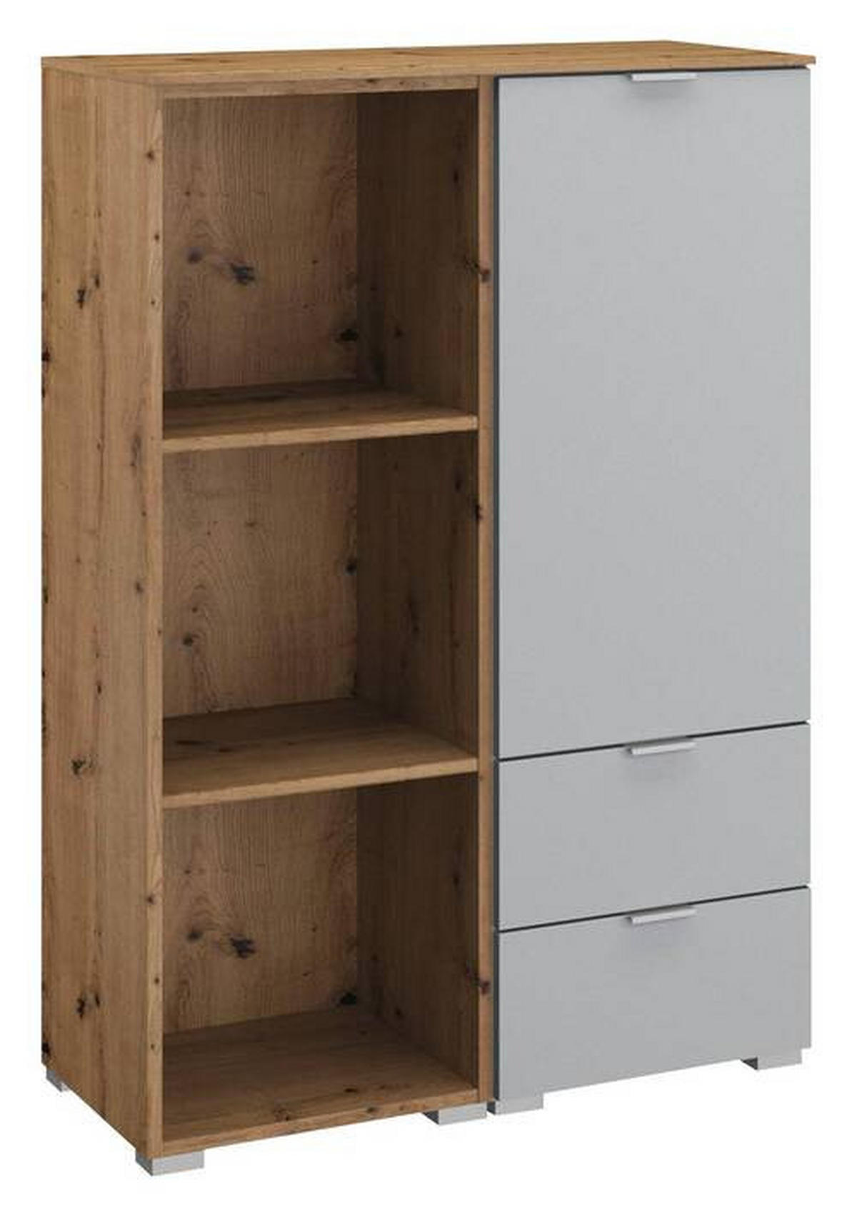 KOMMODE 80/119/42 cm  in Grau, Eichefarben  - Eichefarben/Alufarben, Trend, Holzwerkstoff/Kunststoff (80/119/42cm) - Stylife
