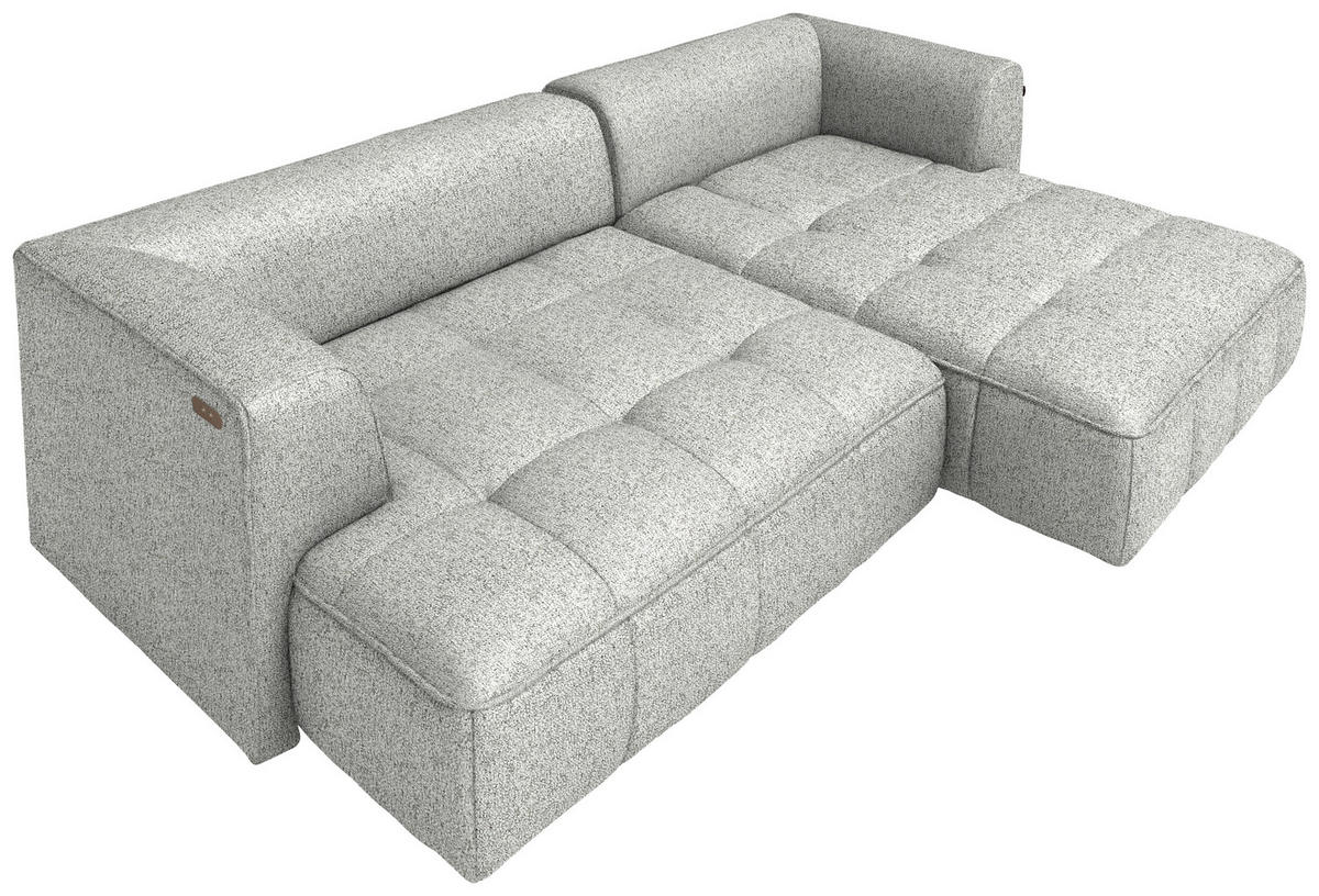 ECKSOFA Webstoff Silberfarben  - Silberfarben/Schwarz, Design, Kunststoff/Textil (188/288cm) - Welnova