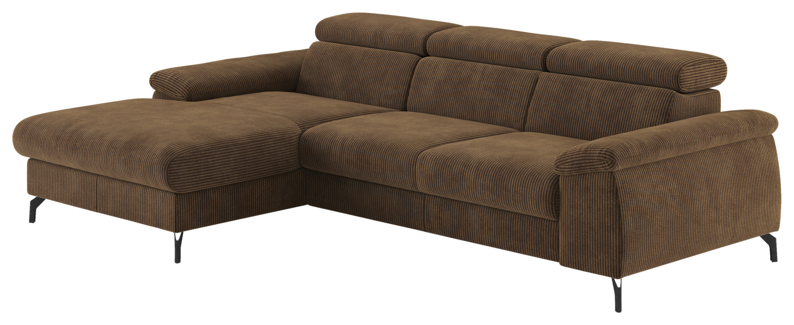 ECKSOFA in Cord Braun  - Schwarz/Braun, Design, Textil/Metall (166/244cm) - Livetastic