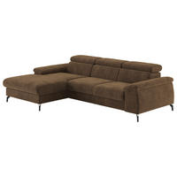 ECKSOFA in Cord Braun  - Schwarz/Braun, Design, Textil/Metall (166/244cm) - Livetastic