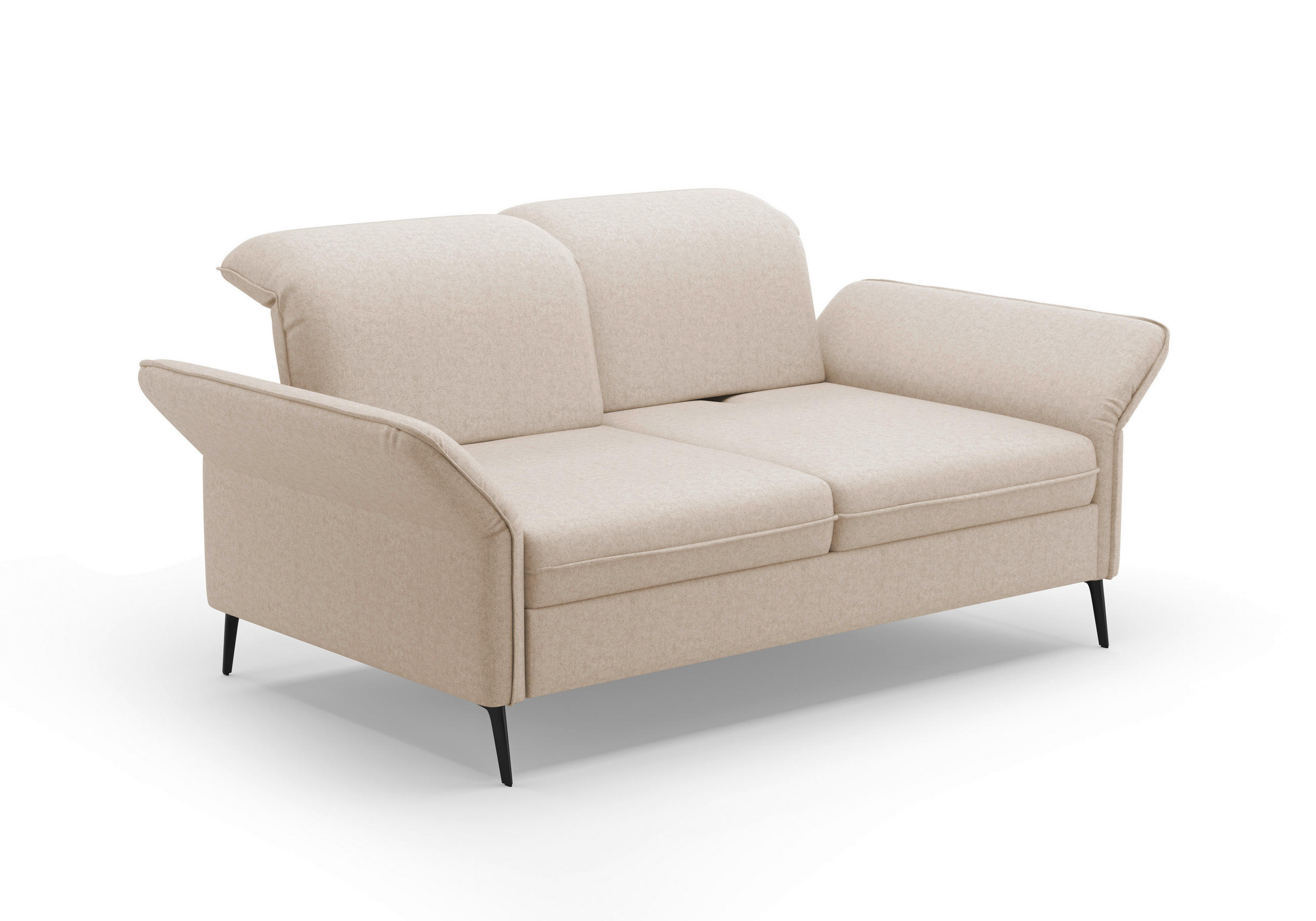 3-SITZER-SOFA in Flachgewebe Creme  - Creme/Schwarz, KONVENTIONELL, Textil/Metall (199/92/123cm) - Sit & More