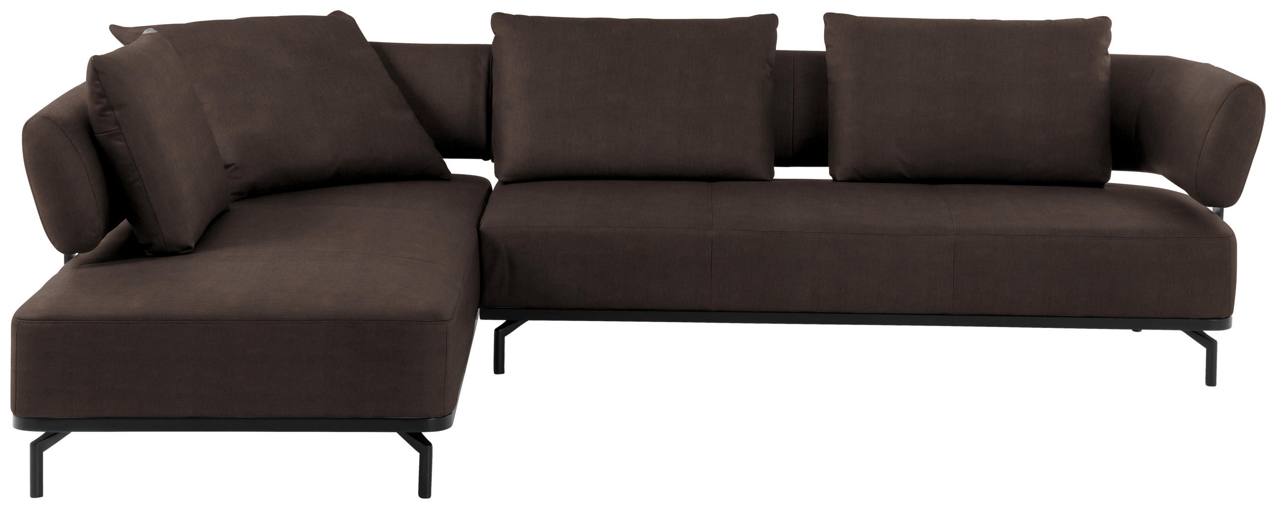 ECKSOFA in Echtleder Dunkelbraun  - Dunkelbraun/Schwarz, Design, Leder/Metall (237/302cm) - Dieter Knoll