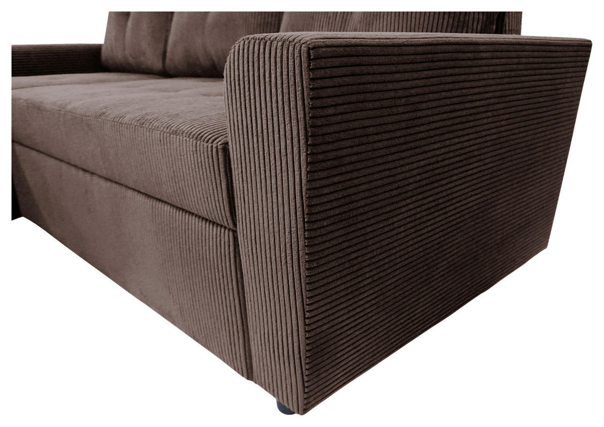 ECKSOFA TERMOLI in Cord Braun  155/231 cm  - Schwarz/Braun, Design, Kunststoff/Textil (155/231cm) - MID.YOU