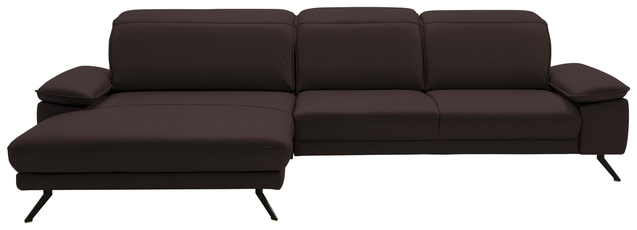 ECKSOFA in Echtleder Braun  - Schwarz/Braun, Design, Leder/Metall (193/332cm) - Dieter Knoll