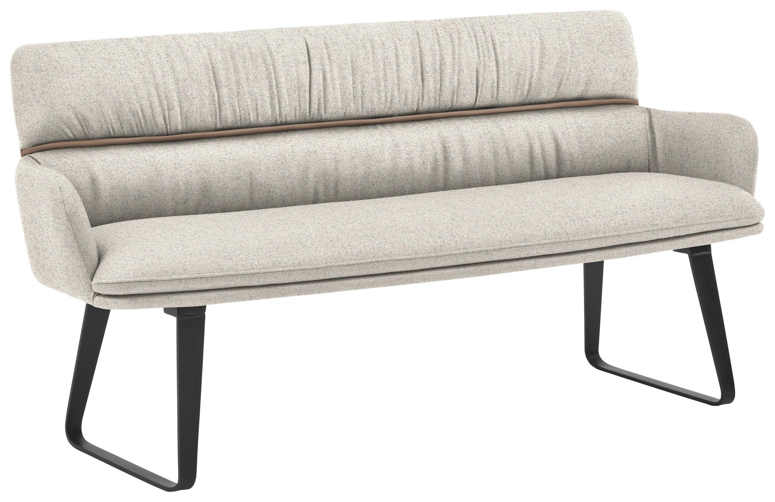 SITZBANK 220/86/68 cm Mikrofaser Naturfarben  - Schwarz/Naturfarben, Design, Textil/Metall (220/86/68cm) - Valdera