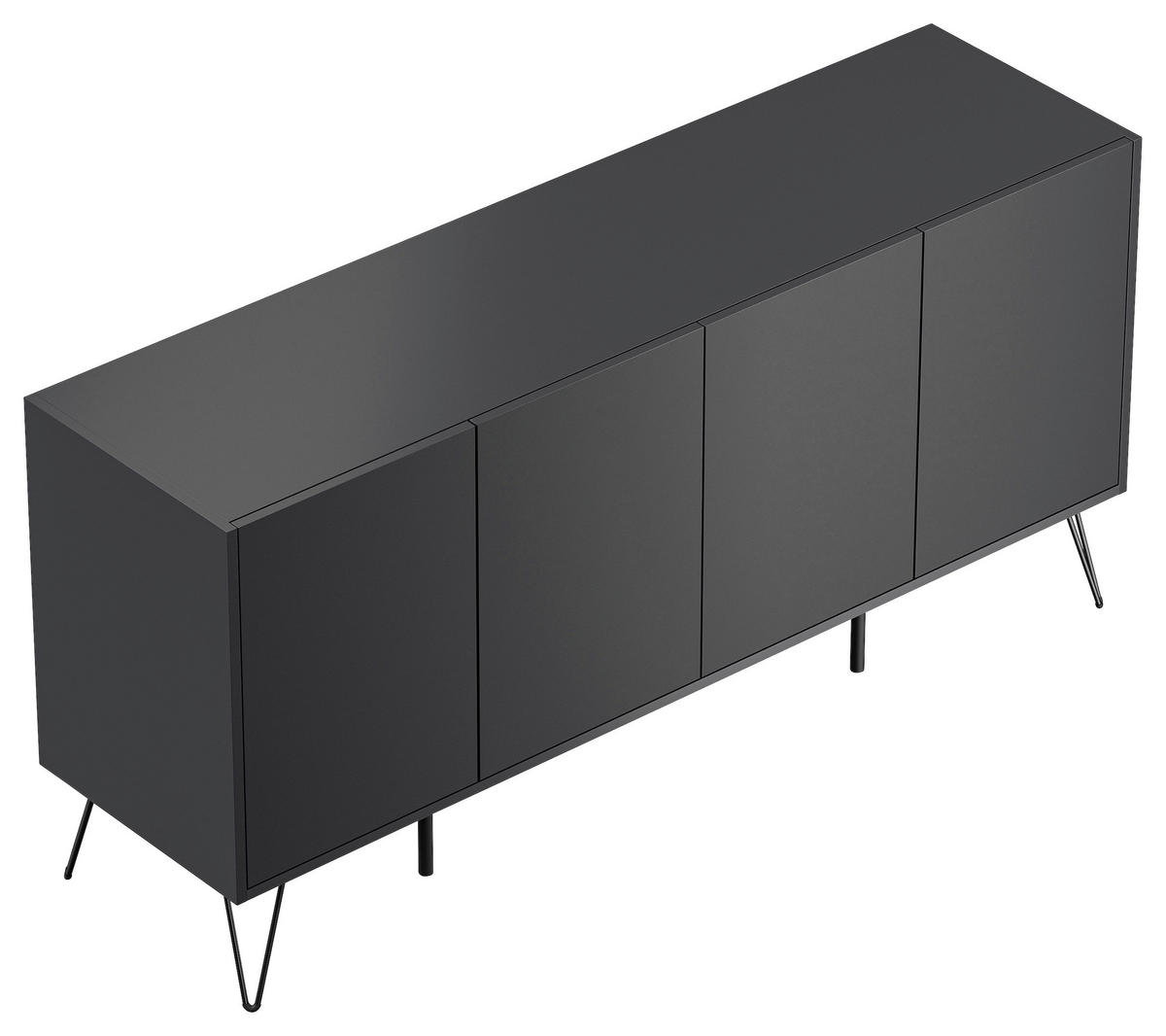 SIDEBOARD Posseik Industrial 155/75,8/42 cm  - Graphitfarben/Schwarz, Design, Holzwerkstoff/Metall (155/75,8/42cm) - P & B