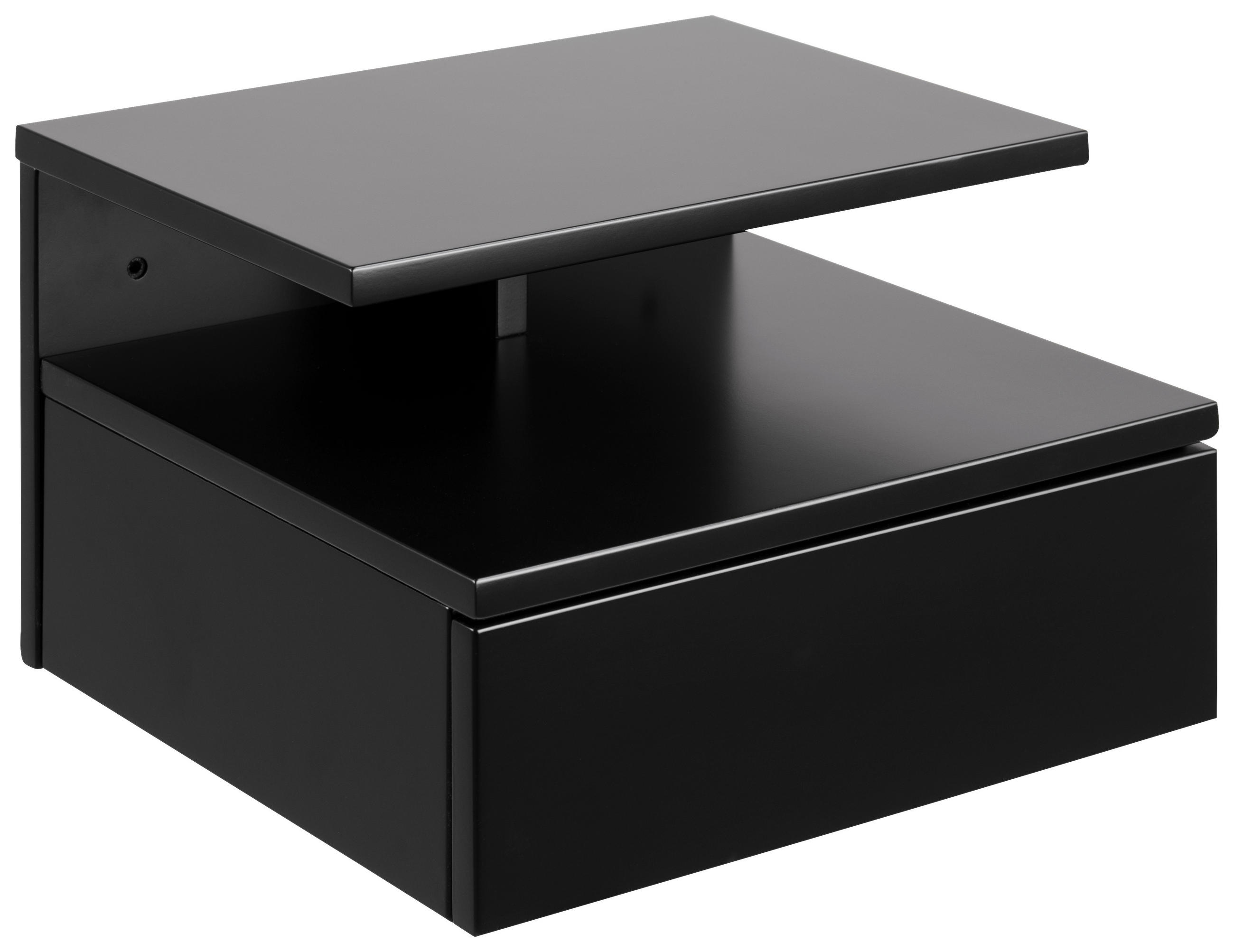 Livetastic Nachtschrank Actona Ashlan Schwarz 35x22.5x32 cm
