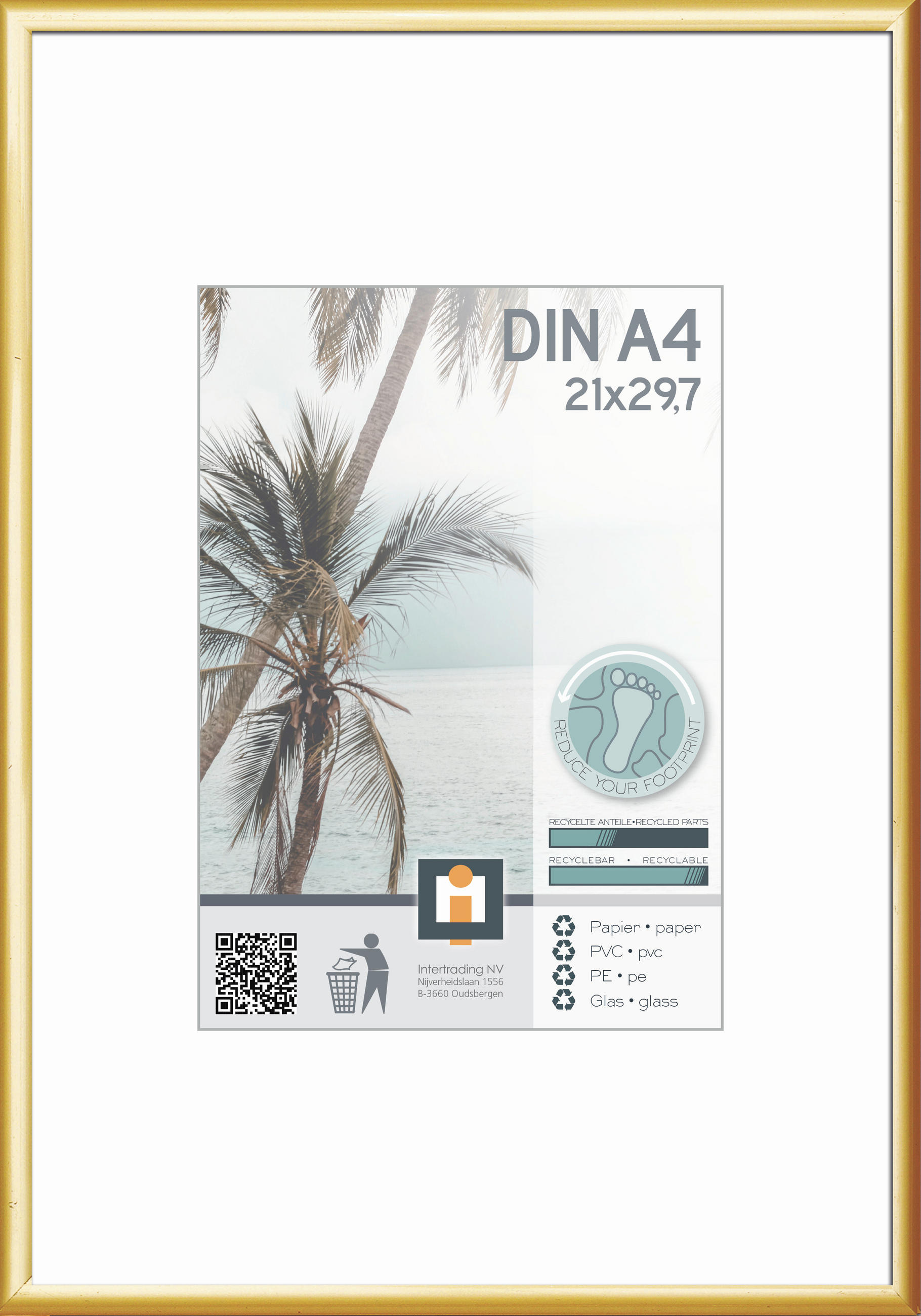 RÁM NA OBRAZY, 1 foto 21 cm x 29,7 cm - barvy zlata, Basics, plast/sklo (30,7/22,1cm)
