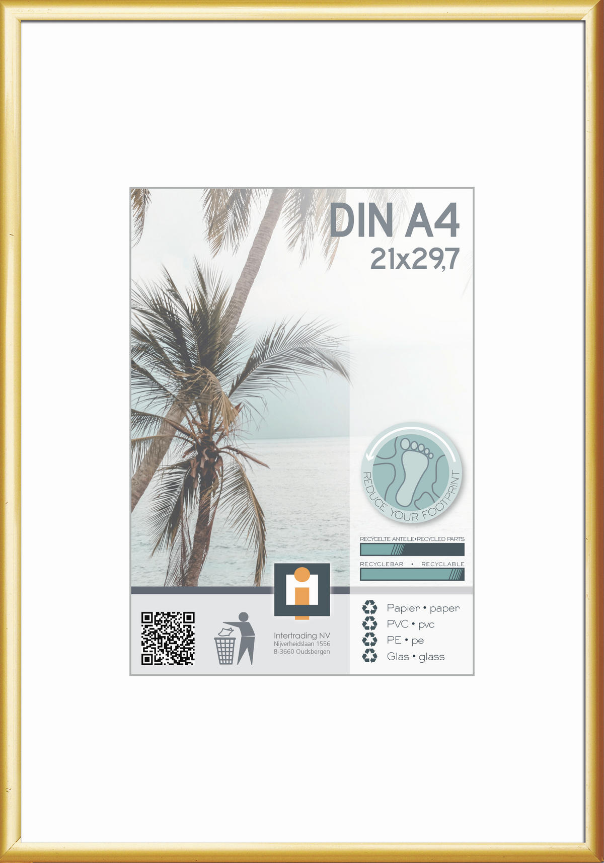 RÁM NA OBRAZY, 1 foto 21 cm x 29,7 cm - barvy zlata, Basics, plast/sklo (30,7/22,1cm)