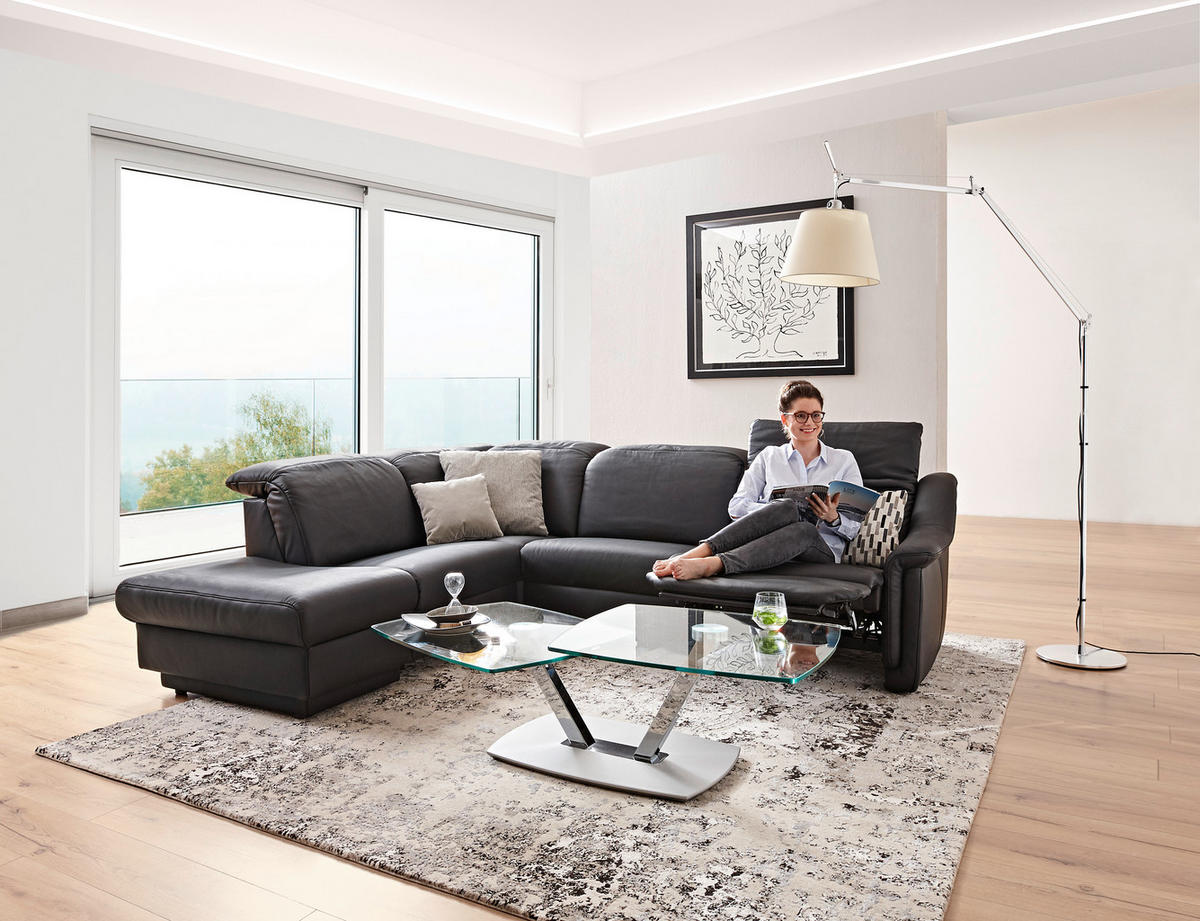 COUCHTISCH Glas, Holzwerkstoff 96-136/70/44 cm  - Chromfarben, Design, Glas/Holzwerkstoff (96-136/70/44cm)