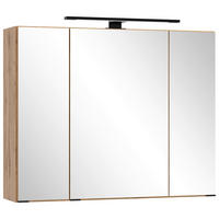 SPIEGELSCHRANK 80/67,5/20 cm  - Eiche Wotan/Schwarz, MODERN, Glas/Holzwerkstoff (80/67,5/20cm) - Held