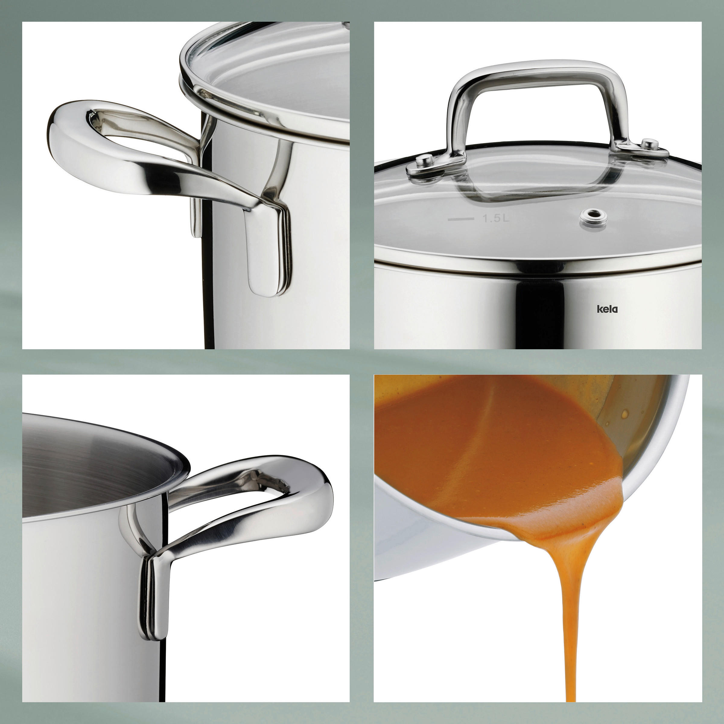 GEMÜSETOPF Flavoria 8 l  - Silberfarben, KONVENTIONELL, Glas/Metall (24/19.5cm) - Kela