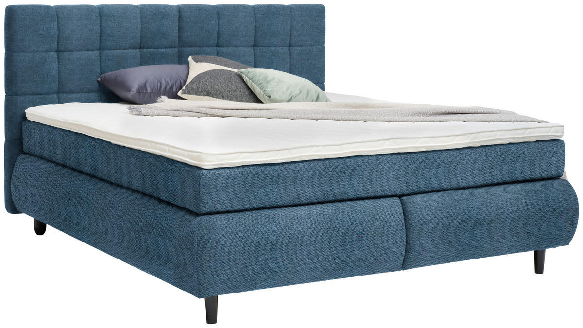 BOXSPRINGBETT 160/200 cm  in Blau  - Blau/Schwarz, Konventionell, Holz/Textil (160/200cm) - Ti'me