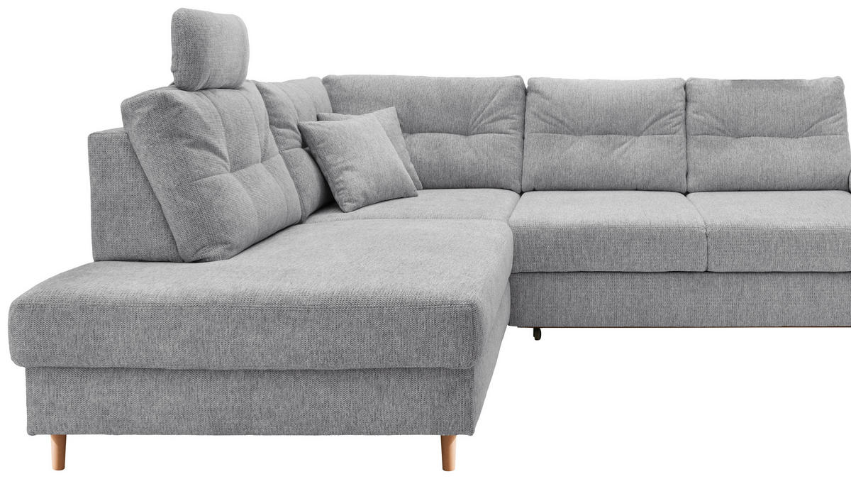 ECKSOFA Silberfarben Chenille  - Silberfarben/Naturfarben, MODERN, Holz/Textil (206/264cm) - Livetastic