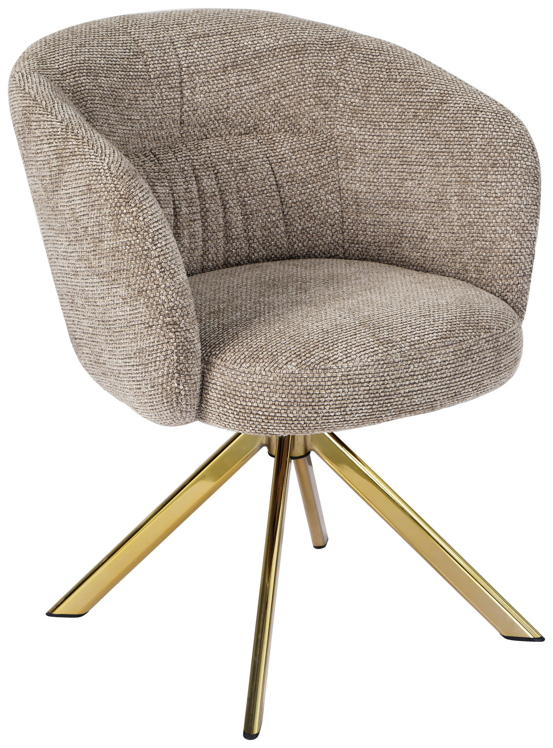 ARMLEHNSTUHL  Sitzfläche 360° drehbar Mikrofaser  Taupe, Goldfarben  - Taupe/Goldfarben, Design, Textil/Metall (61,5/82/61,5cm) - Hom`in