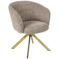 ARMLEHNSTUHL  Sitzfläche 360° drehbar Mikrofaser  Taupe, Goldfarben  - Taupe/Goldfarben, Design, Textil/Metall (61,5/82/61,5cm) - Hom`in