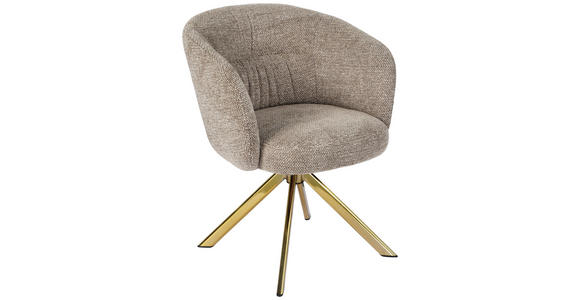 ARMLEHNSTUHL  Sitzfläche 360° drehbar Mikrofaser  Taupe, Goldfarben  - Taupe/Goldfarben, Design, Textil/Metall (61,5/82/61,5cm) - Hom`in
