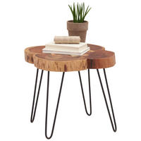 PRÍRUČNÝ STOLÍK, akácia, čierna, farba akácie - čierna/farba akácie, Trend, kov/drevo (51/51/48cm) - Ambia Home