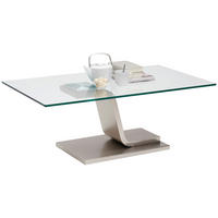 MĂSUȚĂ DE CAFEA metal, sticlă 115/65/42 cm   - culoare nichel, Design, sticlă/metal (115/65/42cm) - Novel