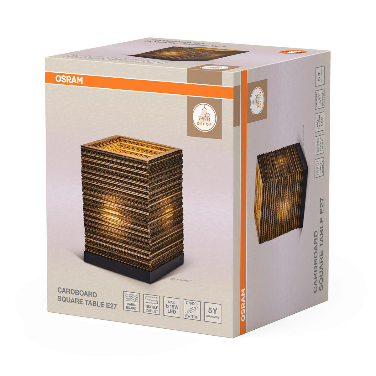 TISCHLEUCHTE 20/20/27 cm   - Natur, Karton/Metall (20/20/27cm) - Osram