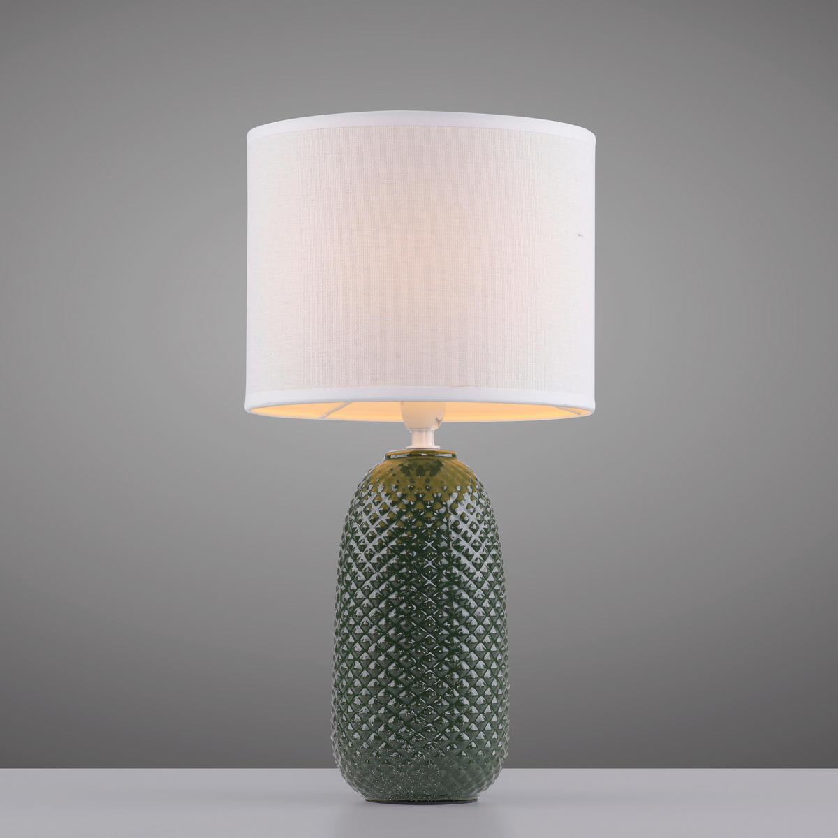 TISCHLEUCHTE PINE 20/20/38 cm  - Weiß/Grün, Design, Glas/Kunststoff (20/20/38cm)