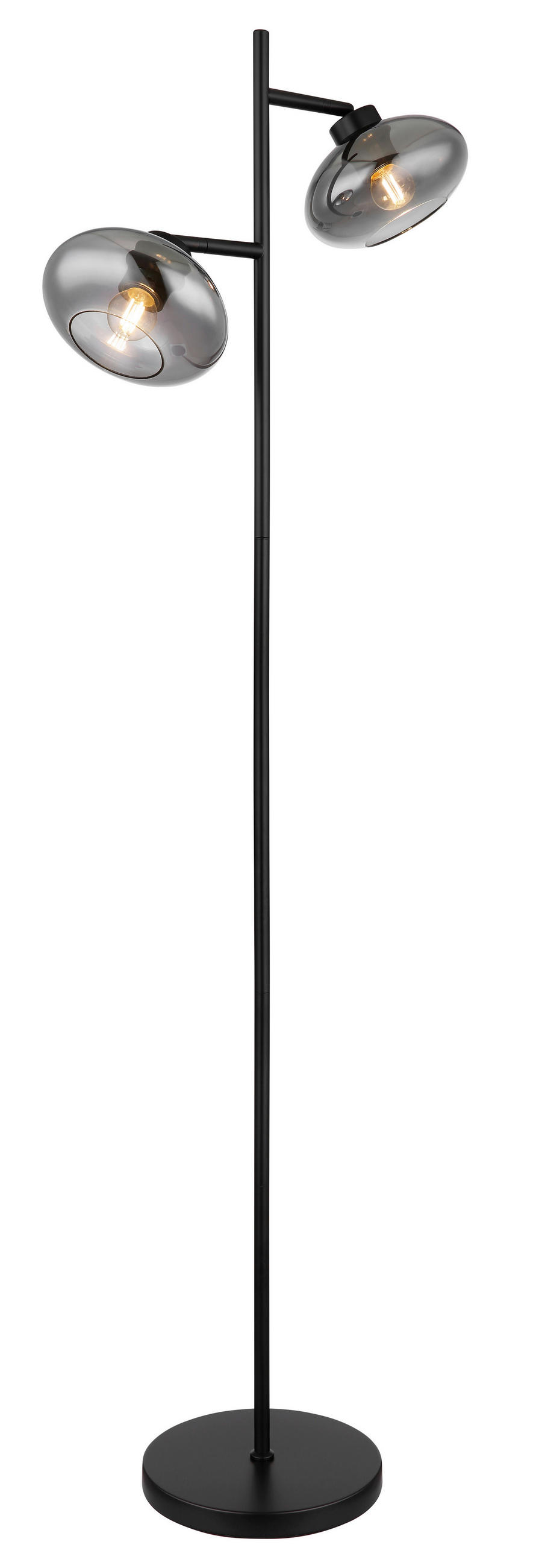 STEHLEUCHTE - Schwarz/Grau, Design, Glas/Metall (48/25/150cm) - Globo
