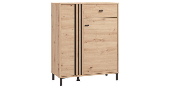 GARDEROBE 6-teilig  in 240/192,5/40 cm  - Schwarz/Eiche Artisan, Basics, Holzwerkstoff/Textil (240/192,5/40cm) - Carryhome